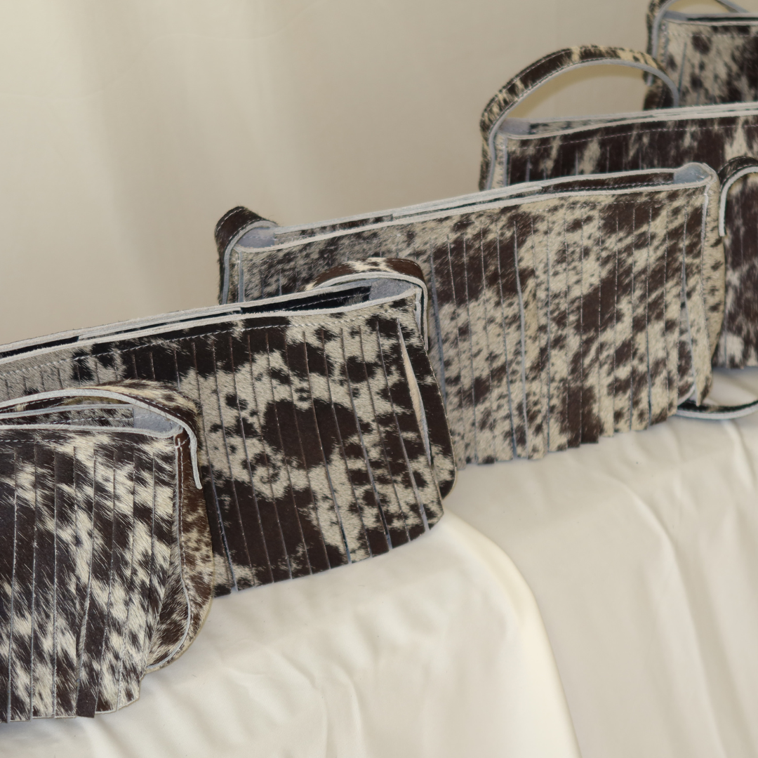 Cowhide Fringe in Fall Spotted Brown