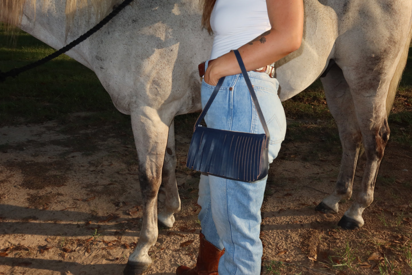 Paloma Fringe in Navy Blue