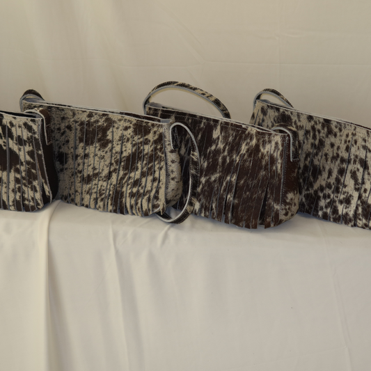 Cowhide Fringe in Fall Spotted Brown